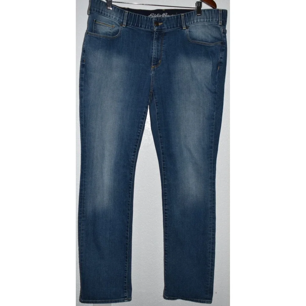 Eddie Bauer Jeans Womens Plus 18W Curvy Straight Specially Dyed Elastic Waist